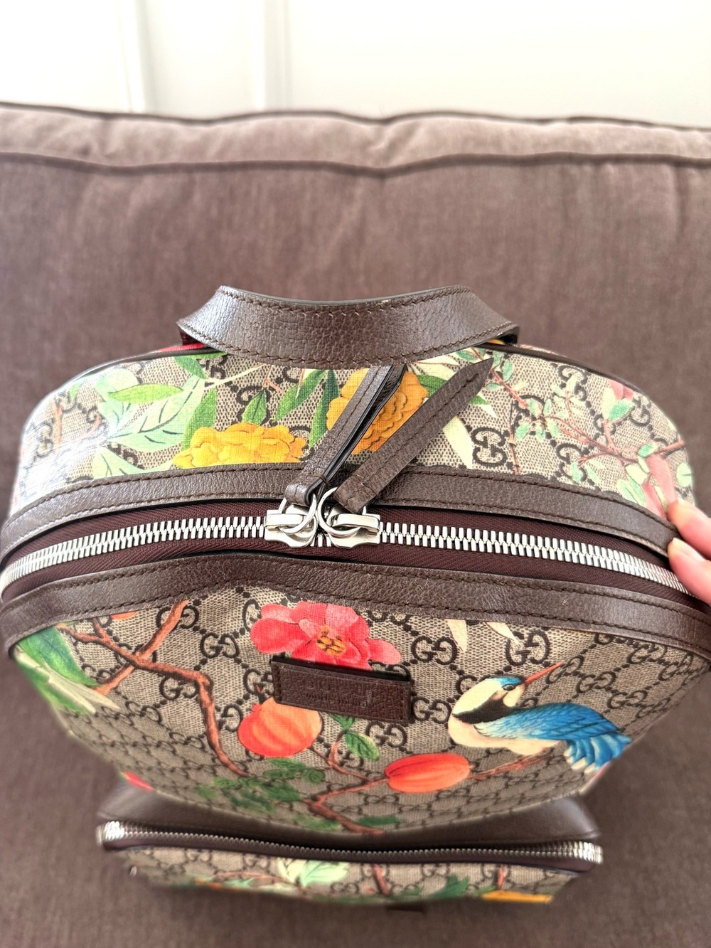 Authentic Gucci Tian GG Supreme Backpack monogram canvas red green straps - Picture 5 of 16
